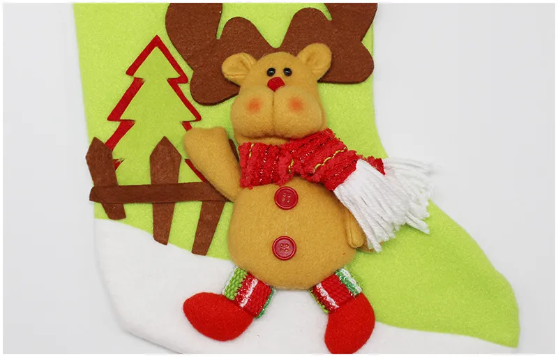 Chaussettes De Noël Chaussettes Cadeau De Noël Sac De Bande Dessinée Père Noël Bonhomme De Neige Elk Pendentif Fête De Noël Décoration Ornements Cadeaux WX9-742