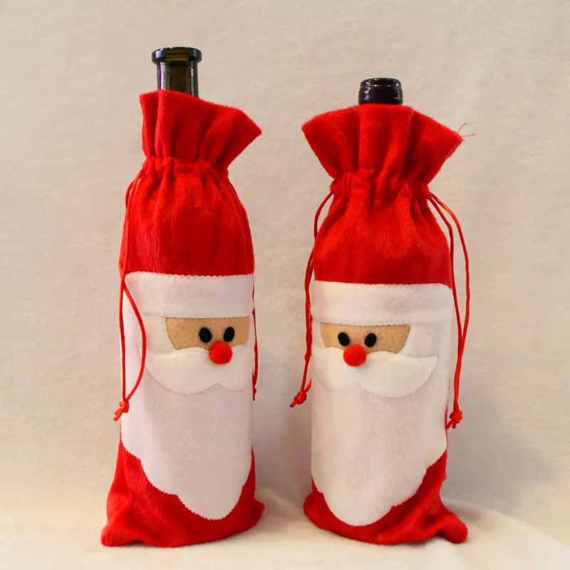 Santa Claus Gift Bags Christmas Decorations Red Wine Bottle Cover Bags Santa Champagne wine Bag Xmas Gift 31*13cm WX9-41