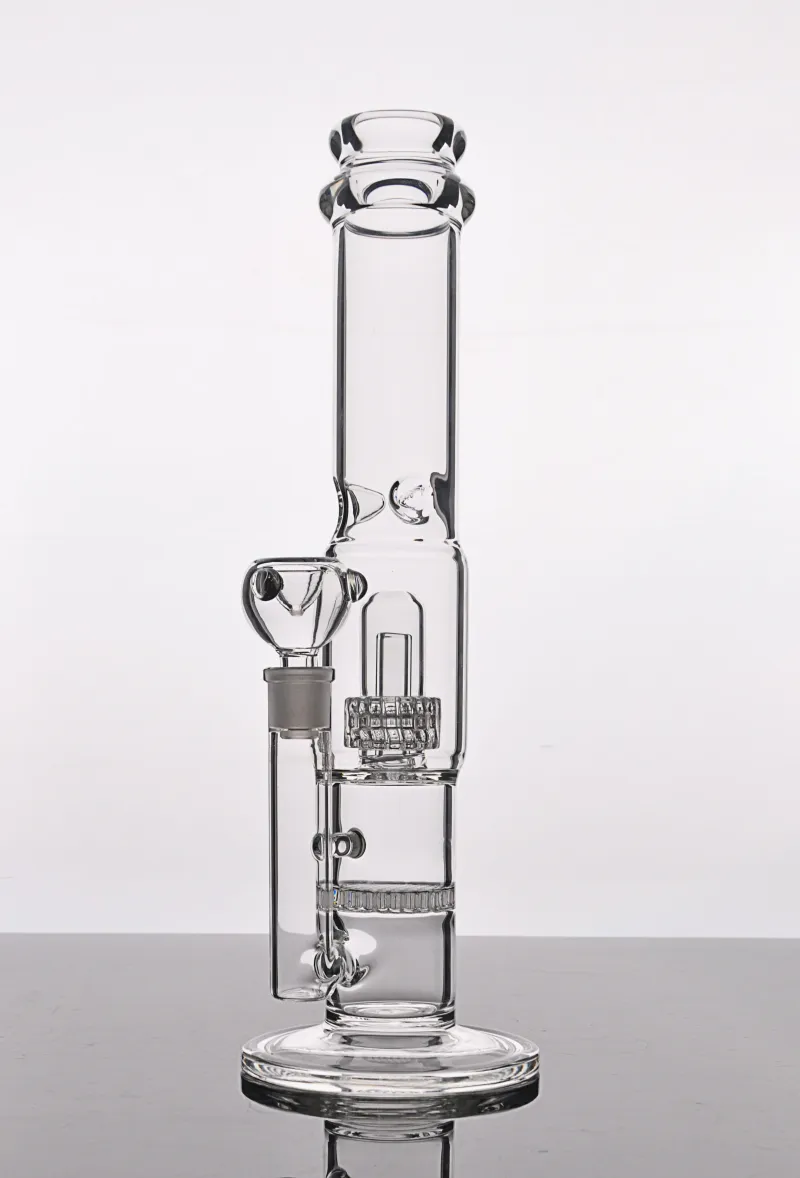 Straight Glass Hookah Bong Water Smoking Pipe Honeycomb Inline Perc to Showerhead Percolator Pipes with Female Joint Dab Rigs Bubbler