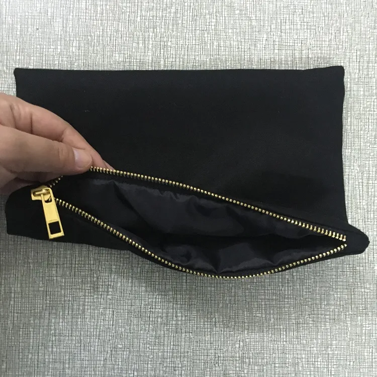 blank makeup organizer Toiletry Bag cotton canvas cosmetic organizer 7x10 inches black cosmetic pouch with gold zipper9595048