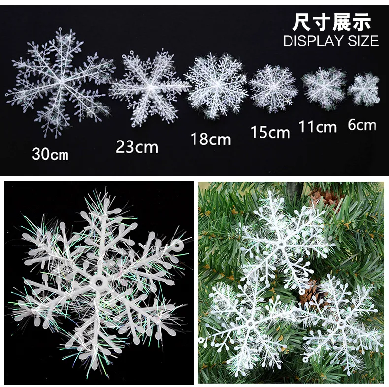 Navidad de la Navidad del ornamento del copo de nieve 22 cm clásico árbol de decoraciones del partido Inicio color decoración en blanco / nuevo