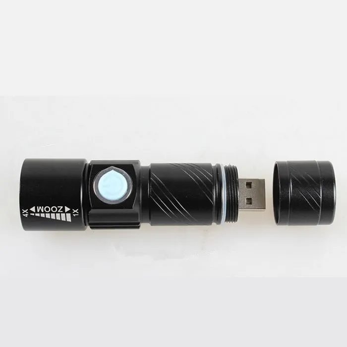 USB zaklamp Super Bright Q5 2000LM USB Handige LED Torch Light Waterdicht oplaadbare Zoombare lichtlamp voor jachtcamping1889371