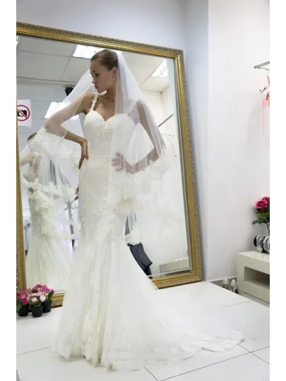 Mermaid Bröllopsklänningar 2018 Spaghetti Straps Aplique Lace Tulle Bröllopsklänningar med Beading Backless Vestidos de Novia