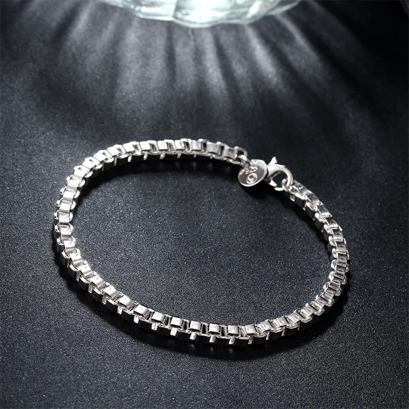 YHAMNI Bracciale con ciondolo con tre linee di moda YHAMNI 100 gioielli in argento puro 925 con bracciale lucido H1724471273