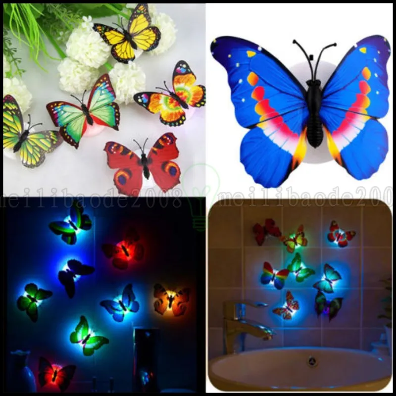 Colorful Changing Butterfly LED Night Light Lamp Home Room Party Desk Wall Decor LLWA199