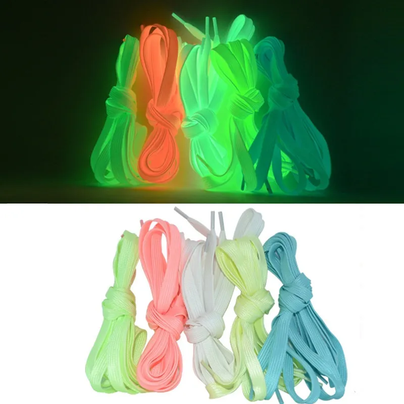 Luminous flat shoelaces Glow in The Dark Colorful Fluorescent Light Up Athletic Tie shoe lace Kids Children birthday parties gifts