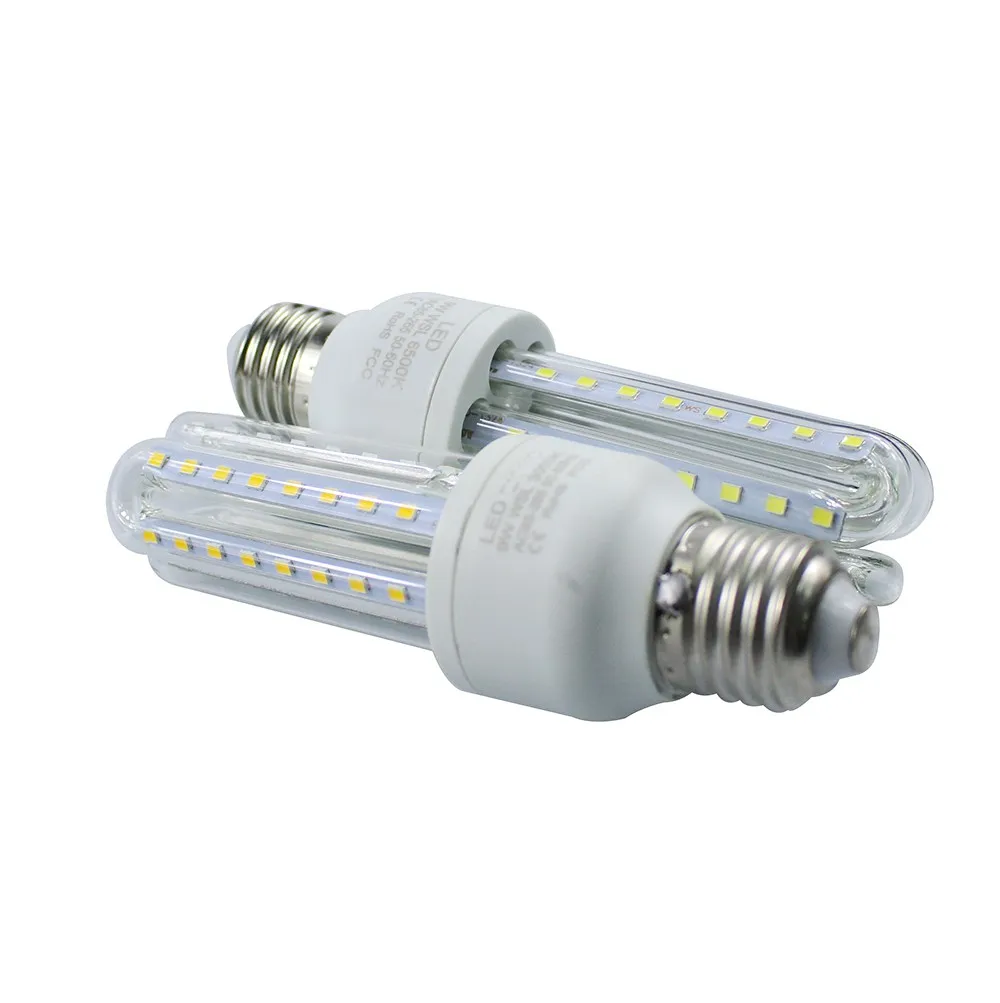 Hög effekt AC 85-265V 9W E27 2835 SMD U Form LED Corn Bulb Spotlight LED-lampa takljusfri frakt