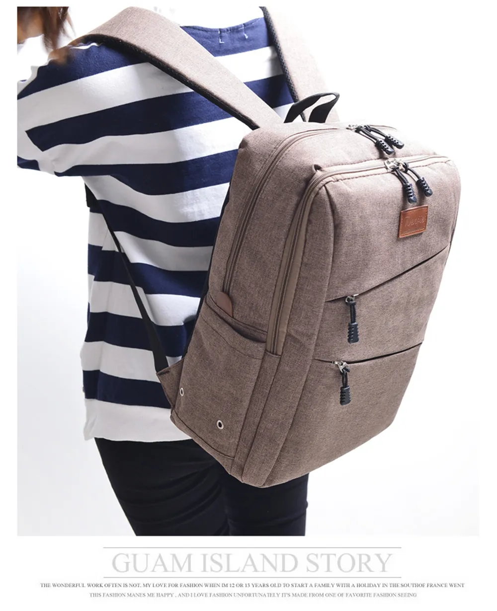 Casual Canvas Cool Men's Simple Design Computer Notebook Backpacks School Bag Business Laptop Backpack Travel Bag