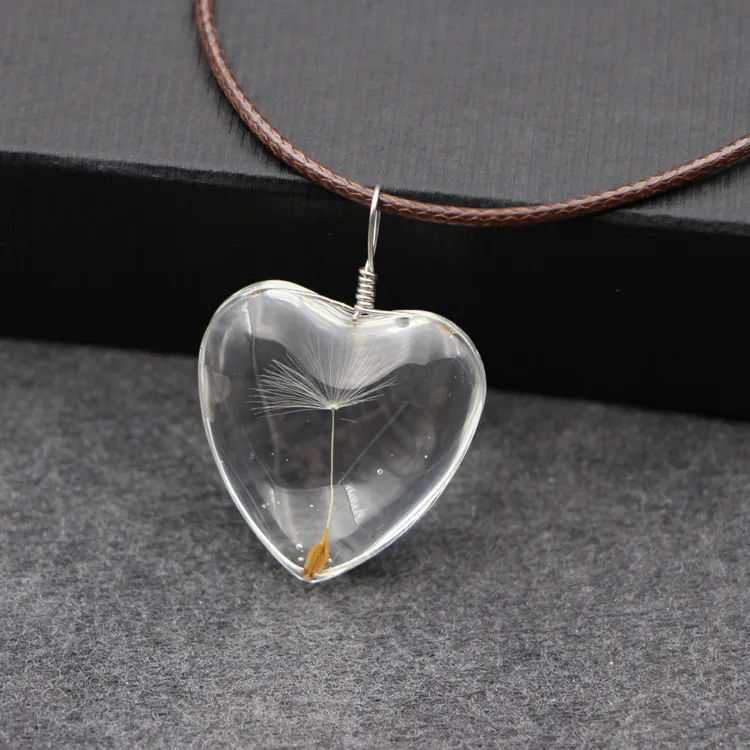 Söt maskrosblomma hjärta choker halsband pendlar vintage lyckliga smycken med rep kedja för kvinnor män