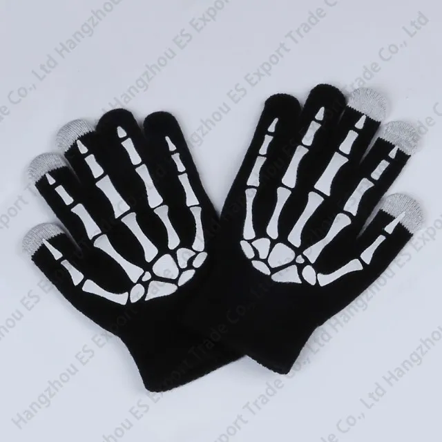 Pure Color Knitted Hand Bone Fingers Gloves Touch Screen Glove Fashionable Winter Anti-freeze Men And Women 