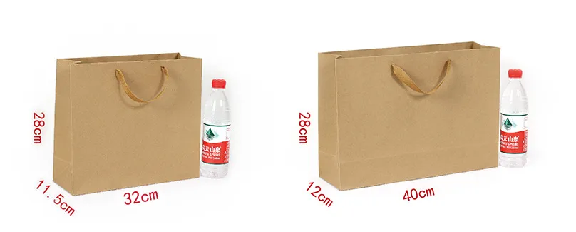 2016 10 sizes stock and customized paper gift bag brown kraft paper bag with handles whole ELB1518091437