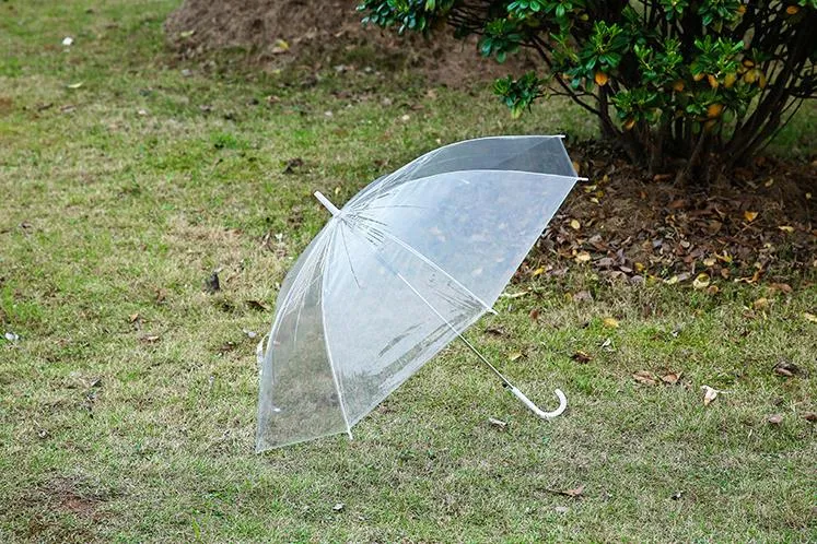 150 шт. прозрачные зонты из прозрачного ПВХ, длинная ручка, 6 цветов, SN63619995763