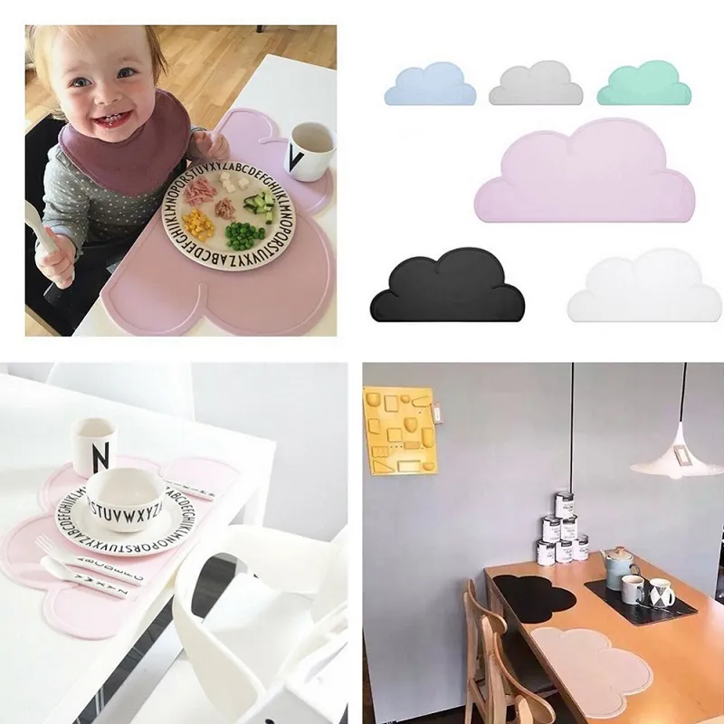 80pcs Hottest Design New Kitchen Accs 48cm*27cm Utensil Mats Heat Resistent Silicone Cloud Shaped Placemat For Baby Tableware Mat ZA0433