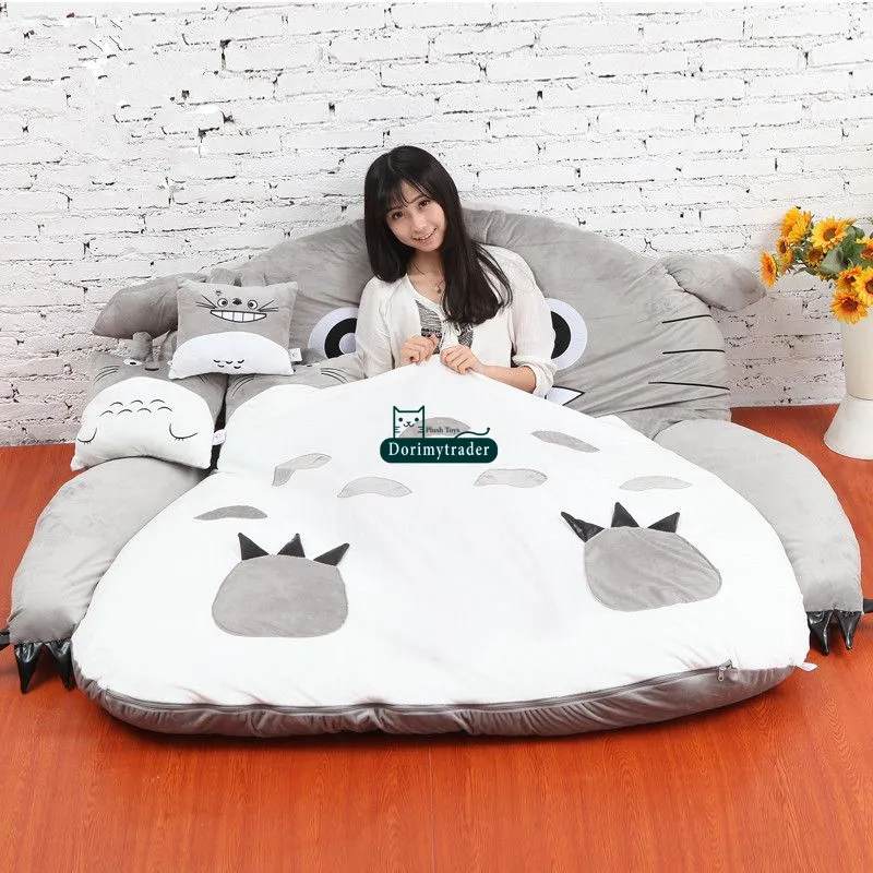 Dorimytrader Hot Japanese Anime Totoro Sleeping Bag Big Plush Soft Carpet Mattress Bed Sofa with Cotton DY61067