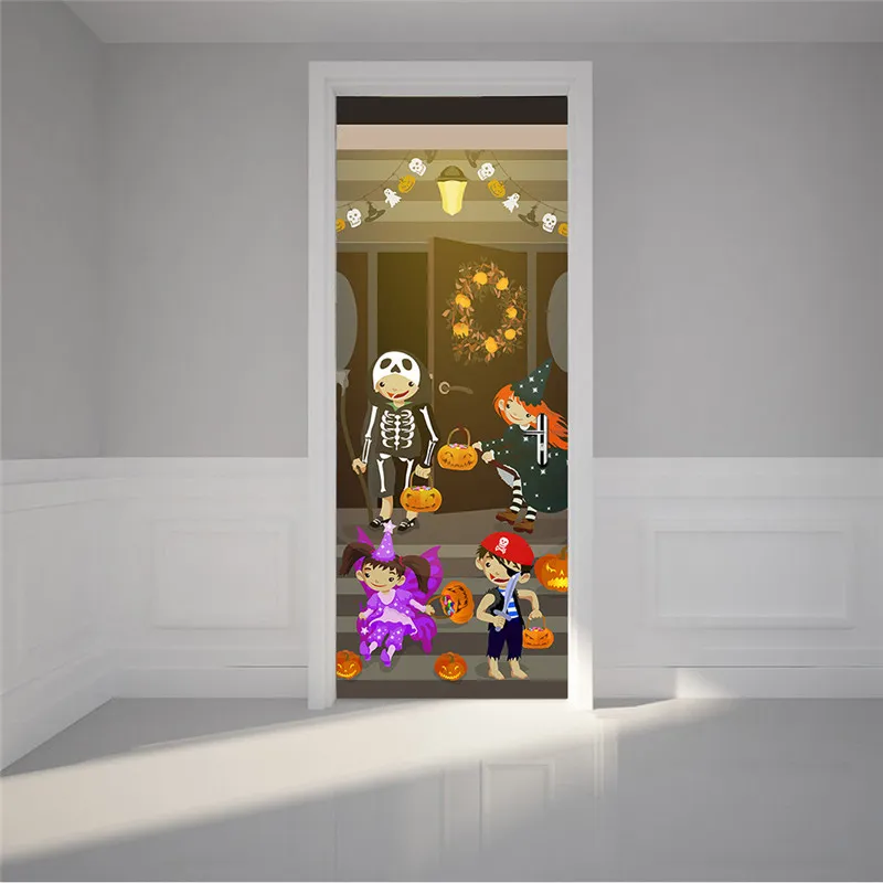 Hallowmas PVC Removível À Prova de Água Adesivo de Parede Porta Etiqueta Da Porta de Papel para Hallowmas Home Decor Wall Decor