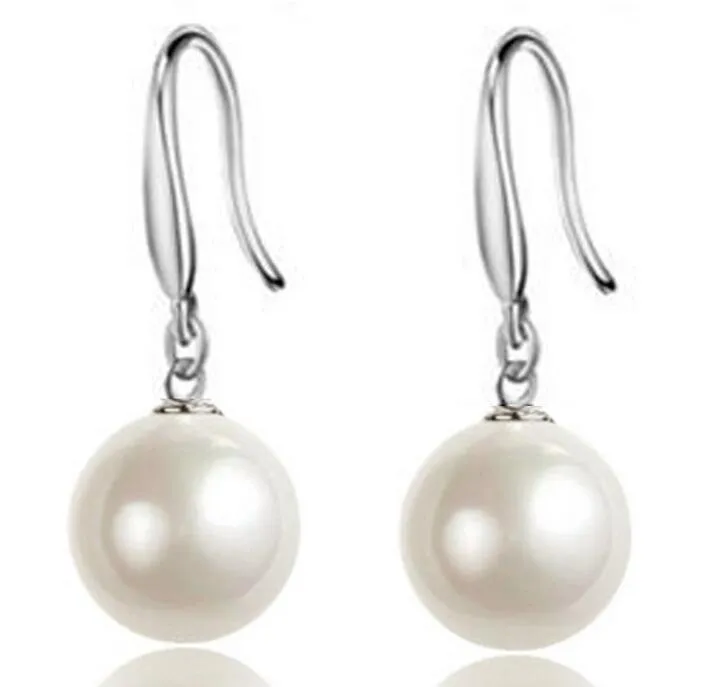 S925 sterling Silver Pearl Ball Earrings for Women Natural Luxury Pearls Drop Dangle Hook aretes brincos oorbellen Earring Ear Rings Earings Jewelry Gift