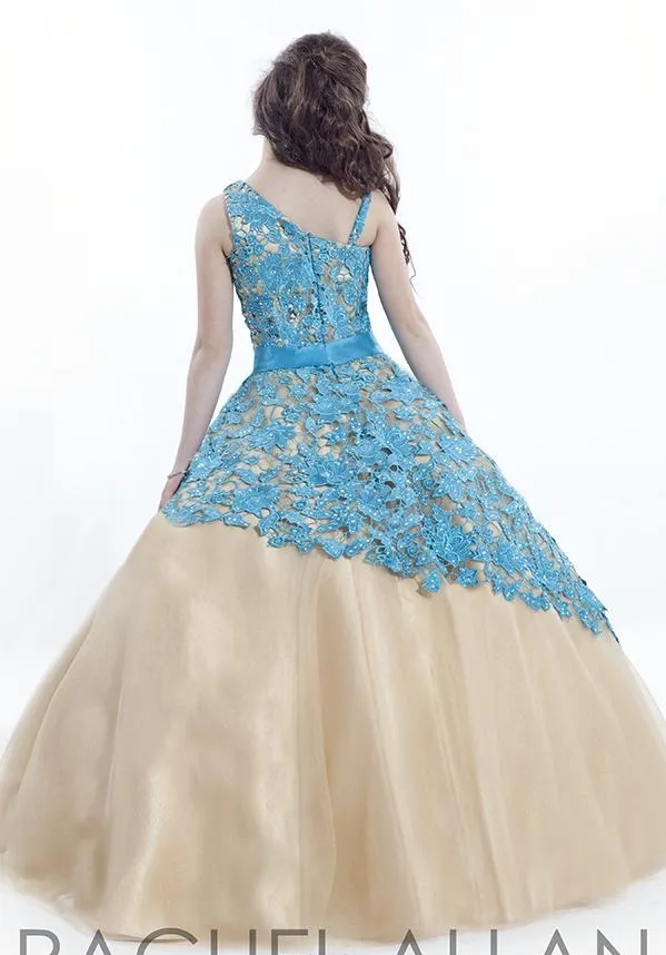 Rachel Allan Spaghetti Ball Gowns Lace Zipper Sweep Train Girls Pageant Abiti Flower Kids Wear HY11446874710