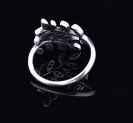 Blatt-Kristall-Ring für Frauen 925 Silber vergoldet süßes Mädchen koreanischen Stil Schmuck Mode Geschenk Großhandel gute Qualität