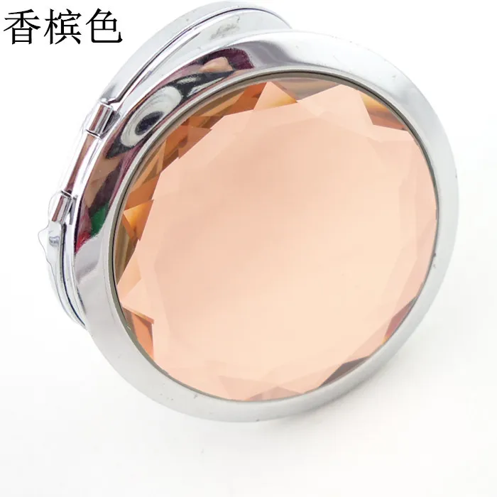 7cm Folding Compact Mirror With Crystal Metal Pocket Mirror For Wedding Gift Portable Home Office Use Makeup Mirror