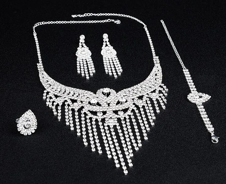 Bridal jewelry sets Earrings Necklace rings bracelet Accessories one set include four pcs luxury fashion new style hot sell HT125