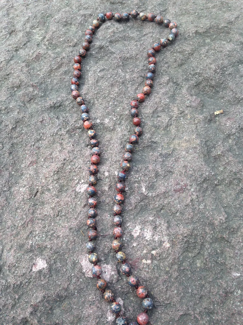 ST0270 10mm Leopardskin Jasper Stone Man Women Unique Boho Jewelry 40'' Long Necklace natural stone bead necklace