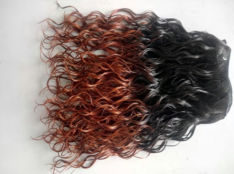 새로운 스타일 브라질 레미 T1B / 350 Hair Weft Ombre Brown Color 인간의 머리카락 확장 100g 하나의 번들 3 번들 전체 머리