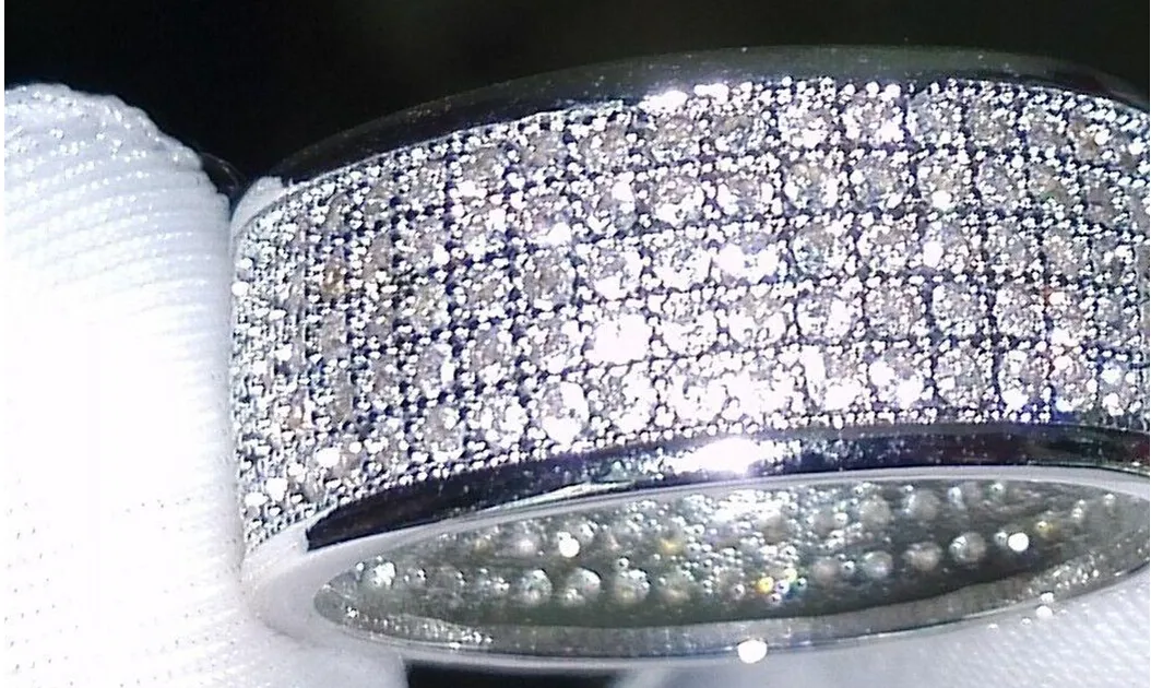 Hurtownie - 250 sztuk Biżuteria DiaMonique Symulowany Diament Biały Pełny Topaz 10kt White Gold Wypełnione Kobiety Wedding Band Prezent SZ 5-11