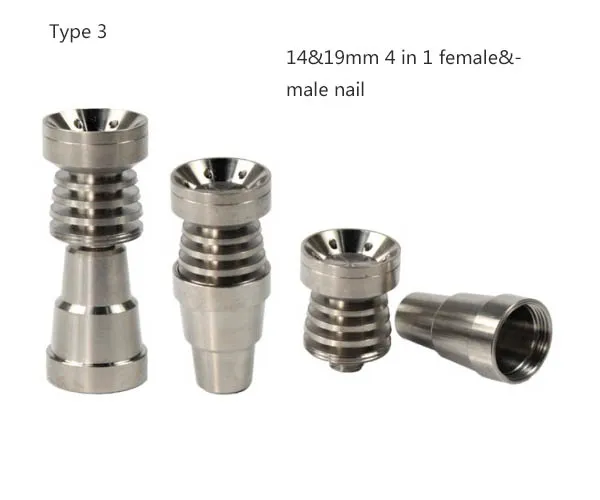 Universal domeless titanium nail 10mm 14mm 19mm male and female 2 in 1 4 in 1 6 in 1 spiral titamium nails DHL