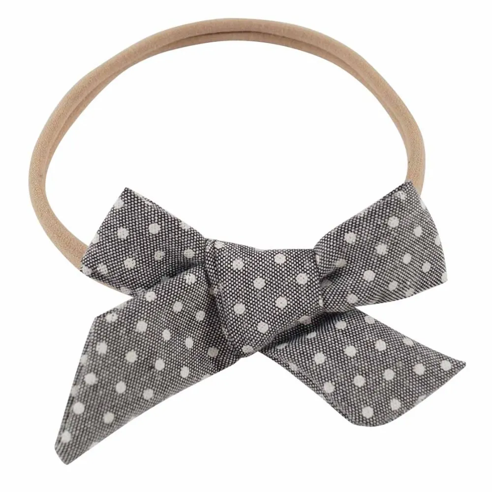 Handgemaakte boutique chiffon katoen gedrukte stof haar boog met nylon hoofdband voor baby accessoire