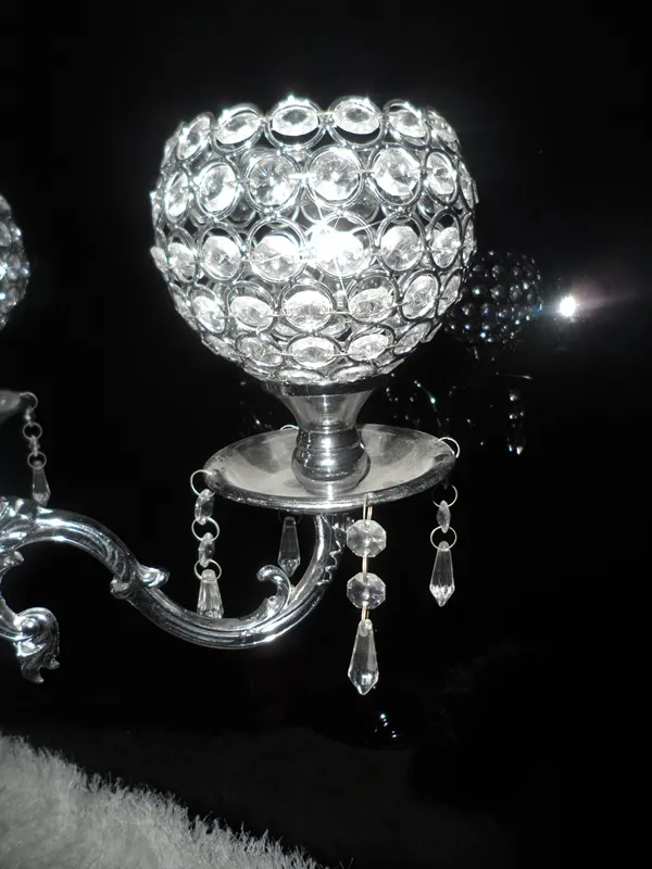 Candélabres en cristal à 5 bras de 80cm de hauteur, finition argent brillant, bougeoir de mariage, pièce maîtresse de mariage, décoration de fête, d'événement