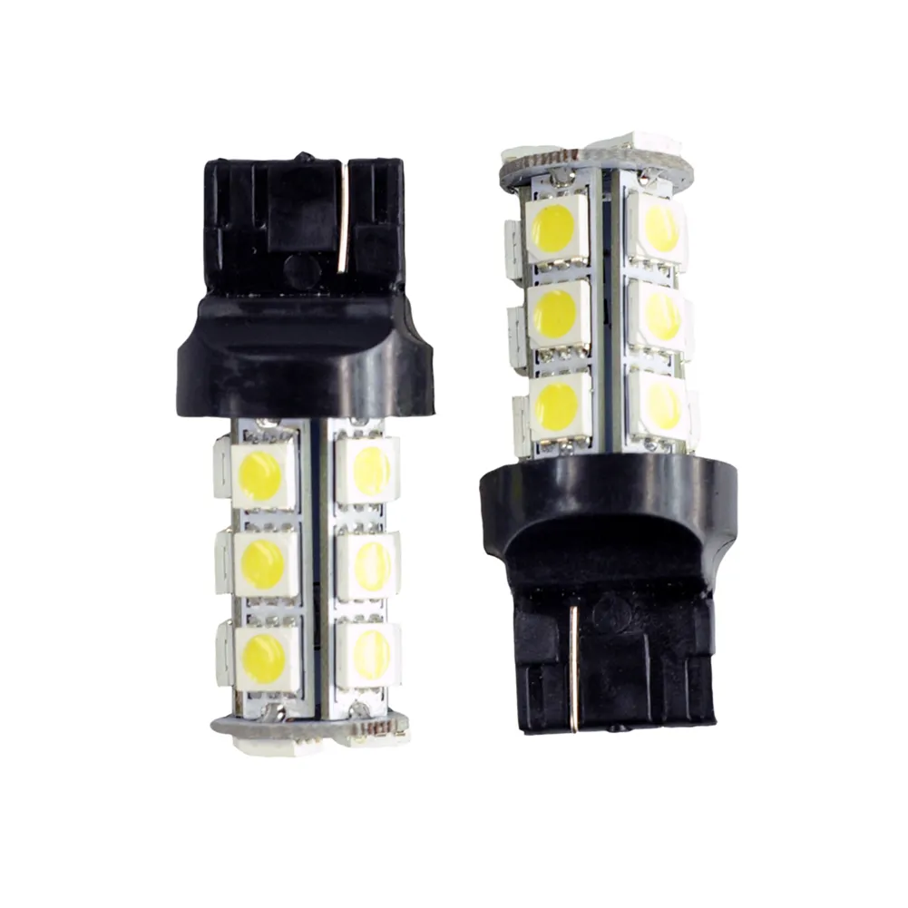 10 stks T20 LED Auto Lamp 7440 7441 18 LED's 5050 SMD DC 12V WIT 6000K DRL Rem Tail Reve Lights Universal LED-lamp