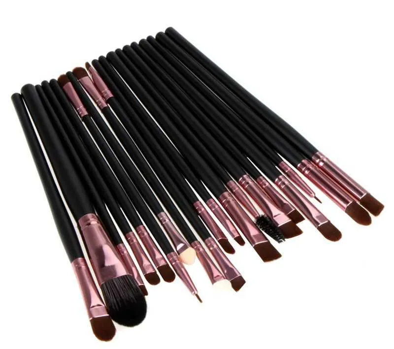 20 sztuk Zestaw 4 Kolory Makijaż Szczotki Ustaw Eyeshadow Eyeliner Lip Szczotka Narzędzie Marka Make Up Szczotki Pincel Maquiagem z DHL za darmo