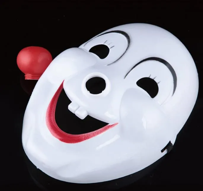 Halloween Hite Clown Red Nose mask Divertente Fancy Dress Party Jester Jolly Mask PVC Masquerade Mask Maschere di carnevale bianco oggetti di scena eventi festivi