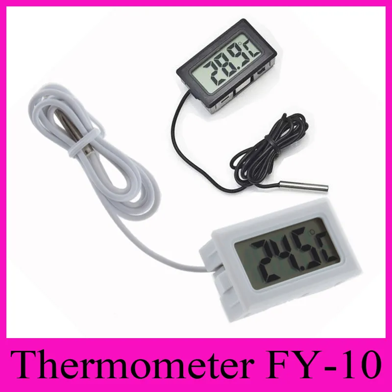 FY-10 Digital Thermometer Embedded Professinal Mini LCD Temperature Sensor Fridge Freezer Thermometer -50 to 110C Controller Black / White