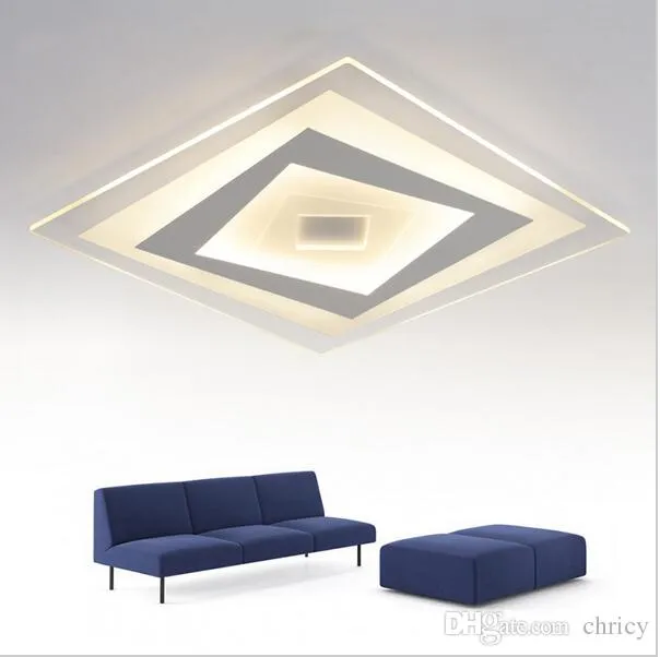 Ultrathin Acryl Deckenleuchten Dimmbare LED-Kronleuchter Luminaria Abajur Square Rechteck Moderne Deckenleuchte Wohnzimmer Lampenvorrichtungen