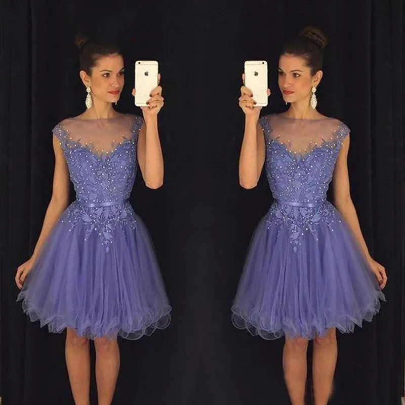 A Line Short Appliques Beaded Homecoming Cocktail Dress Party Prom Gowns Graduation Dresses 8th Grade Custom Made