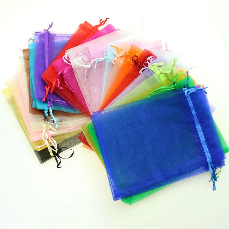 Organza DrawString Bags Candy Jewelry 패키지 가방 화장품 팩 가방 인쇄 로고 크리스마스 선물 파우치 믹스 컬러 도매