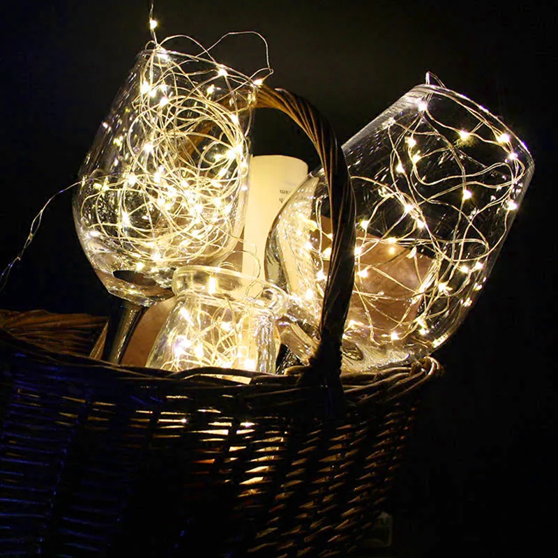 10m 5m銅線LEDストリングライトバッテリーホリデーLEDストリップ照明妖精クリスマスツリーウェディングパーティー装飾ランプD1.5