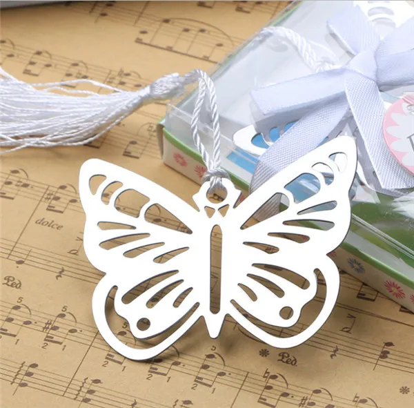 Butterfly Bookmarks Metal With Tassels Stationery Gifts Wedding Favors Stainless Steel 