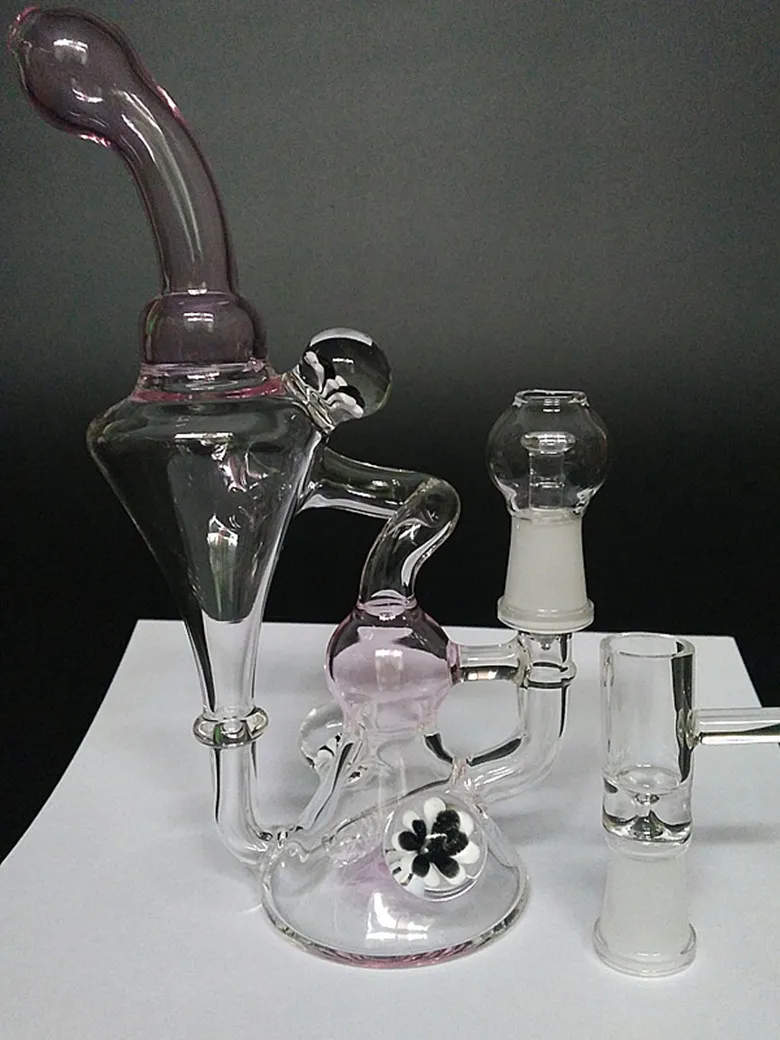 Pink Recycler Bong Glass Bongs nexusglass hitman glass hightimes Bong 14.4mm glass joint oil dab rig Glass Rig