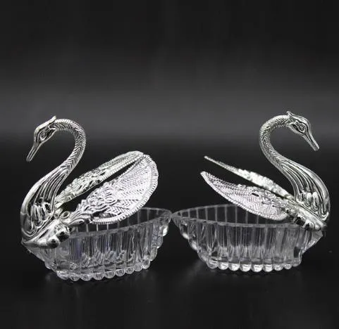 Romatic Swan Wedding Party Gift Candy Boxes Eleganckie Favor Rocznicowe Uroczystości Słodkie Czekoladowe Okładki Box Decoration Gold Silver