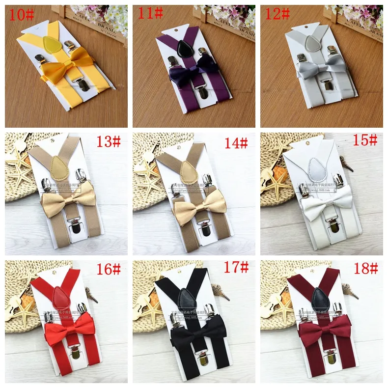Enfants bretelles noeud papillon ensemble pour 1-10T bébé bretelles élastiques Y-back garçons filles bretelles accessoires 34 style