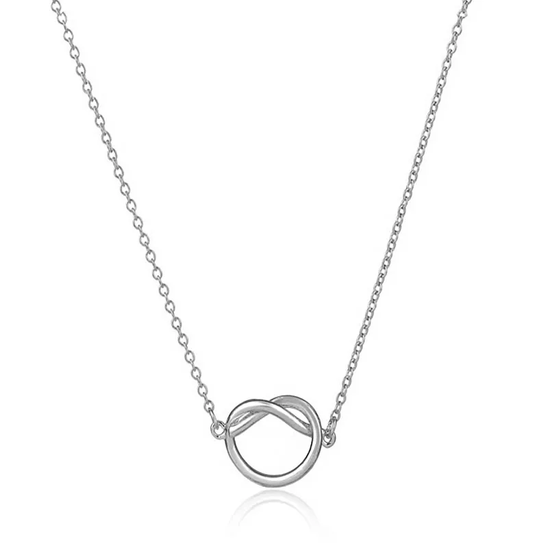 Vente nouveau Maxi Colar Simple amour coeur noeud pendentif Couple bijoux 18 K or et argent plaqué femmes chaîne à maillons pour votre Ang292K