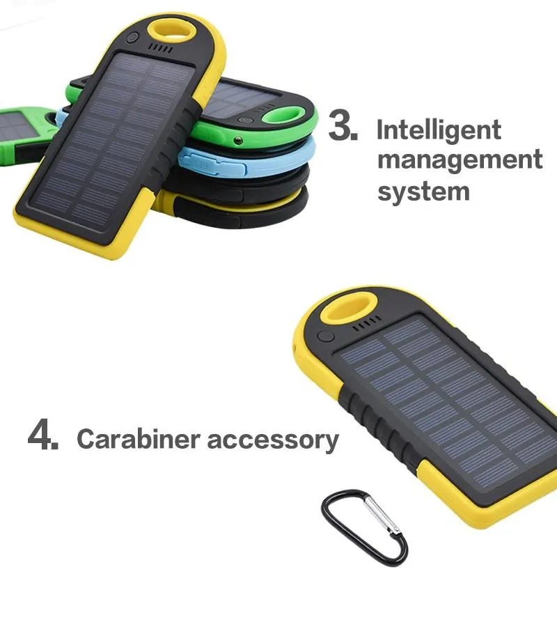 Batterie portable solaire 5000mAh, étanche, antichoc, anti-poussière, portable, batterie externe pour tous les téléphones intelligents, 6814641