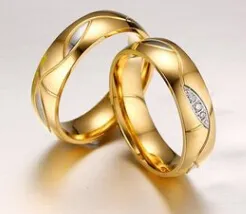 Bagues de Couple en diamant et acier inoxydable pour hommes et femmes, bijoux de mariage, bague en cristal, couleur or, vente en gros, nouveau