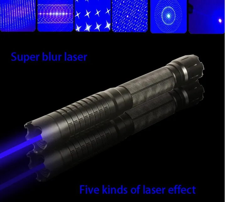 neueste Hohe qualität Starke leistung militär 200000 m Taschenlampen blaue laserpointer 450 nm SOS Strahl Taschenlampe Jagd Lehre lazer 5 kappen