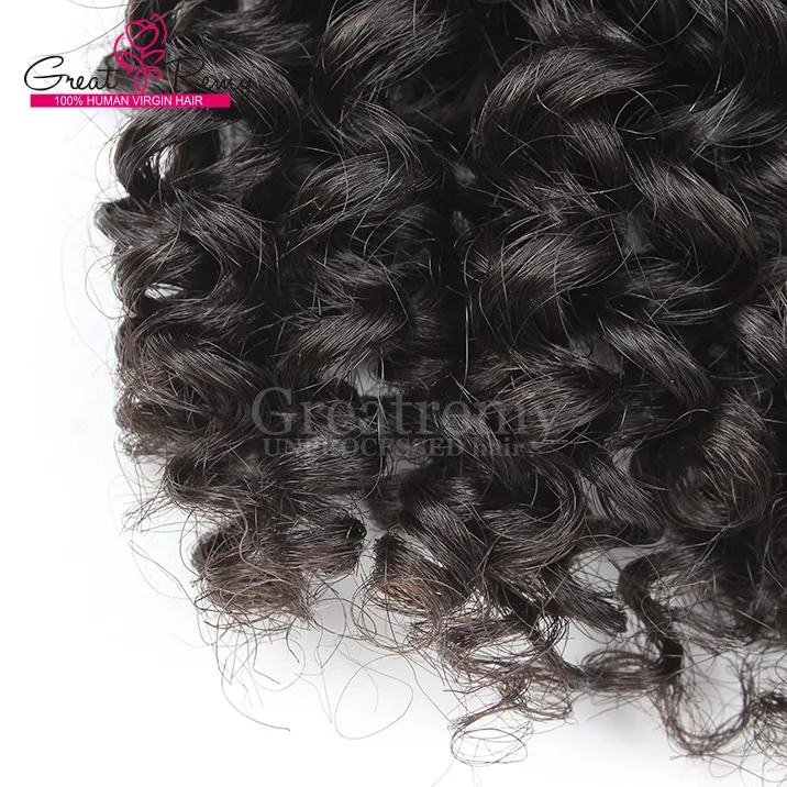 Greatremy 9a pleine cutical bouclés vague brésilienne armure de cheveux humains / naturel noir profond extension de cheveux bouclés 1024 pouces