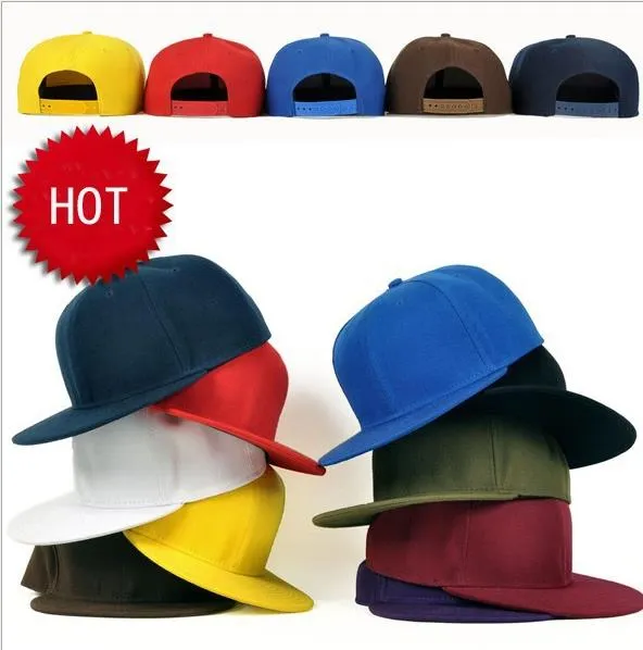 Mode Blank Vanliga Snapback Hats Unisex Kvinnor Mäns Hip-Hop Justerbar BBoy Sports Baseball Cap Sun Hat Färgglada Mode Tillbehör Present