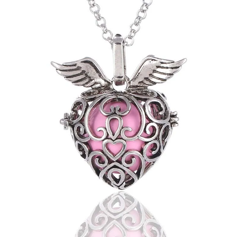 Coeur fraise son perle cage médaillons pendentif colliers ouverture flottant son perle médaillon collier pour femme enceinte bijoux