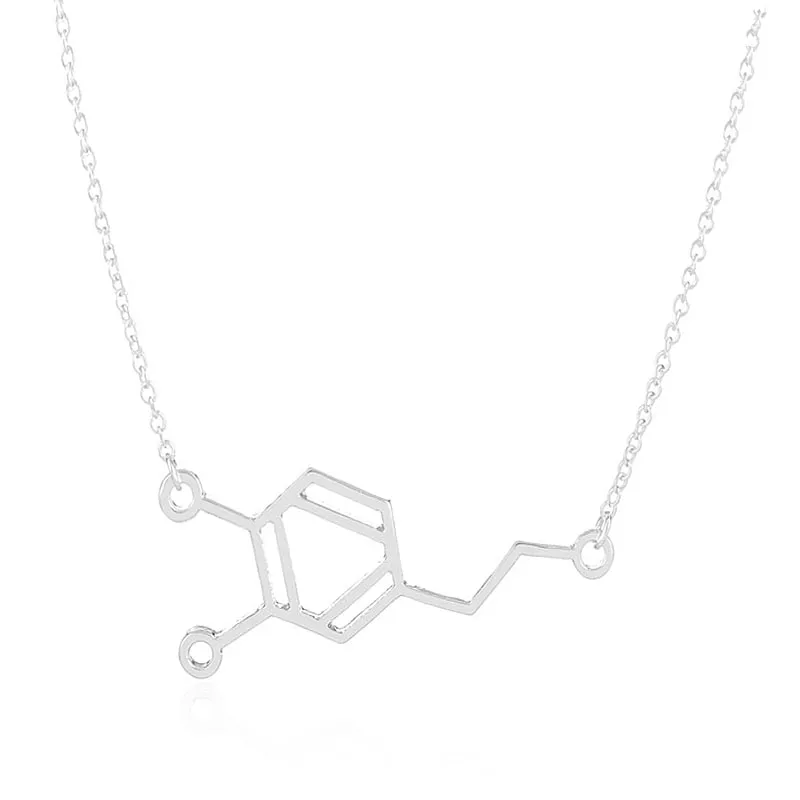 Química Estrutura Pingente Colar Na Trendy Dopamine Química Minilaist Jóias Química PendantsNecklaces Colar simples de cadeia para bonito